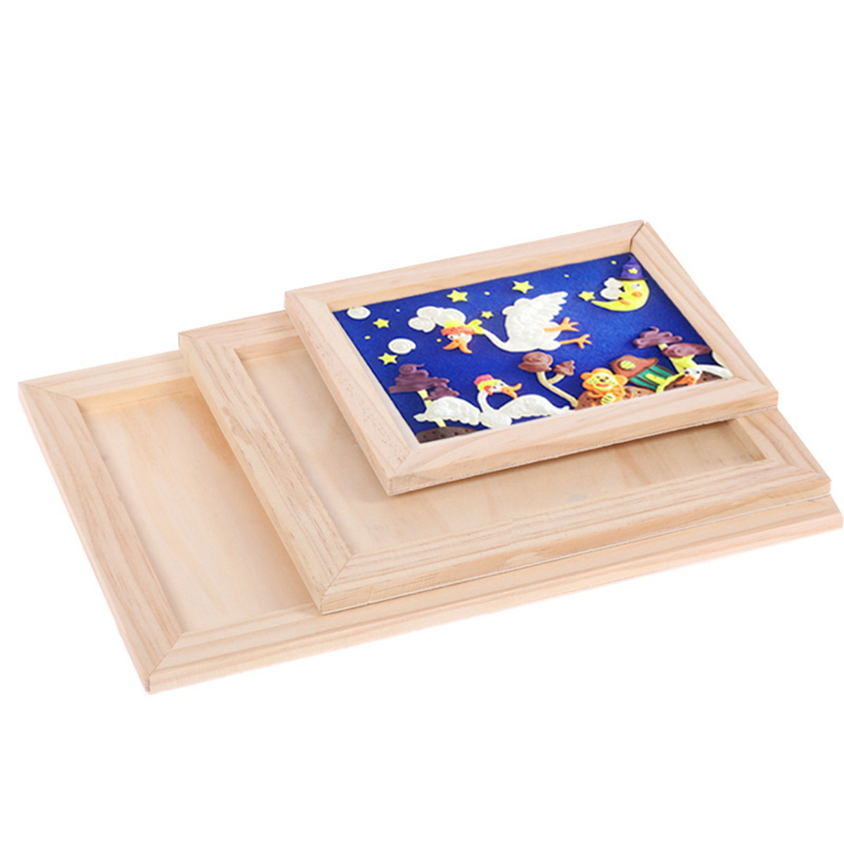 Kids Art Easel - 2Pcs Blank Wooden Painting Frame Set