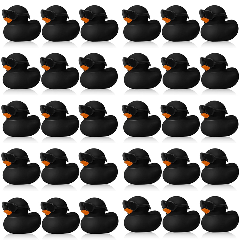 Rubber Duck Bath - 6/12/24/48PC Black Rubber Ducks with Sunglasses